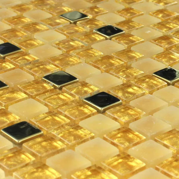 Muster von Glas Edelstahl Metall Mosaik Fliesen Gold