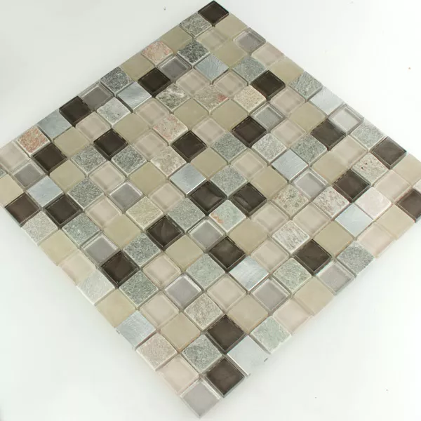 Muster von Alu Glas Naturstein Quarzit Mosaik Fliesen