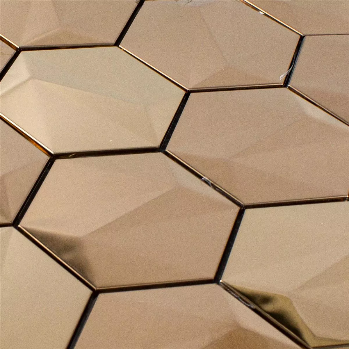 Muster von Edelstahl Mosaikfliesen Durango Hexagon 3D Kupfer