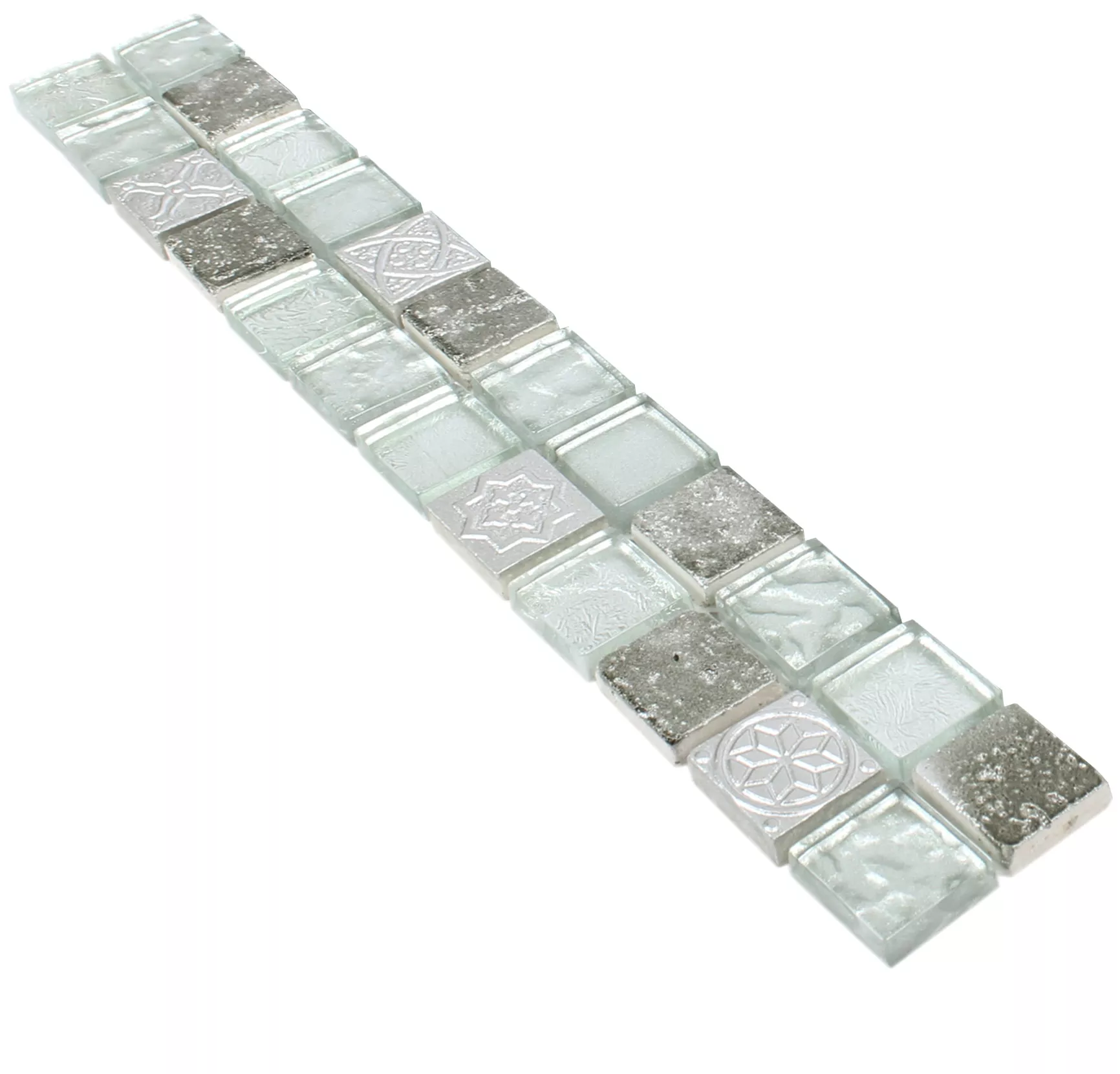 Glas Naturstein Fliesenbordüre Rockport Silber