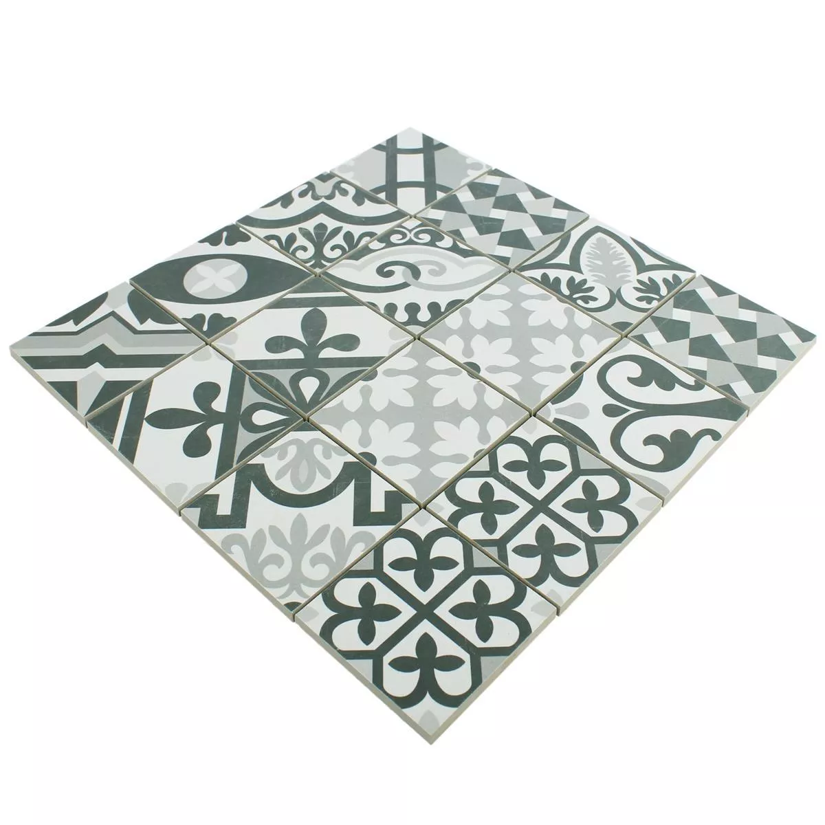 Muster von Keramikmosaik Retro Fliesen Utopia Schwarz Weiß R10/B