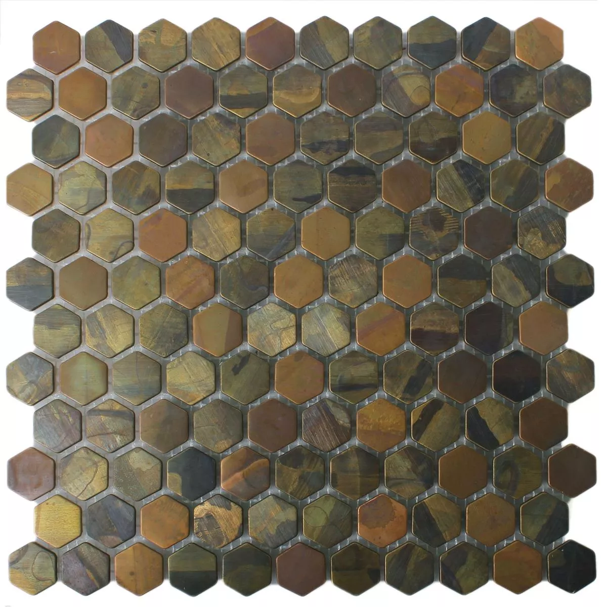 Muster von Mosaikfliesen Kupfer Merkur Sechseck Braun 