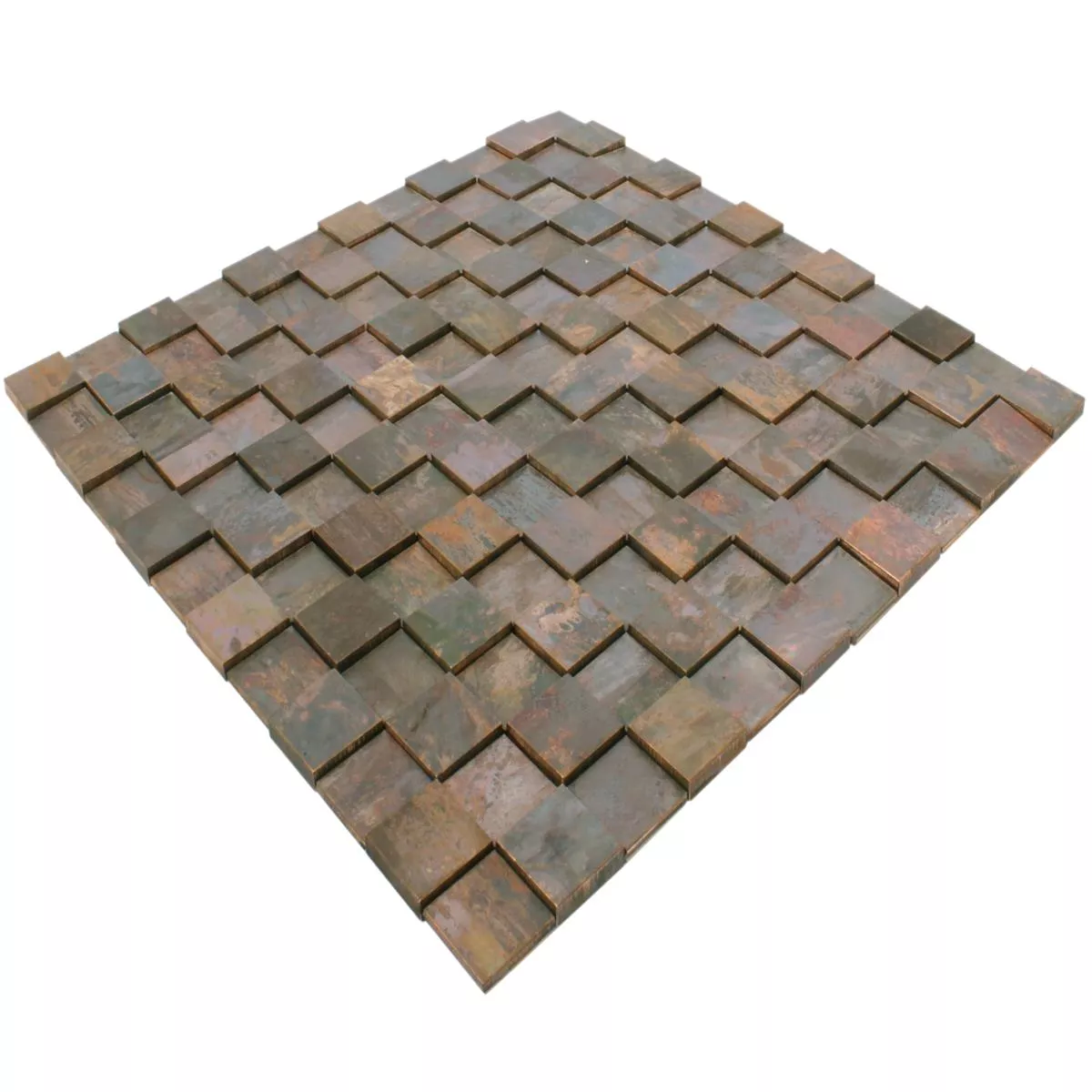 Muster von Mosaikfliesen Kupfer Santorini Quadrat 3D