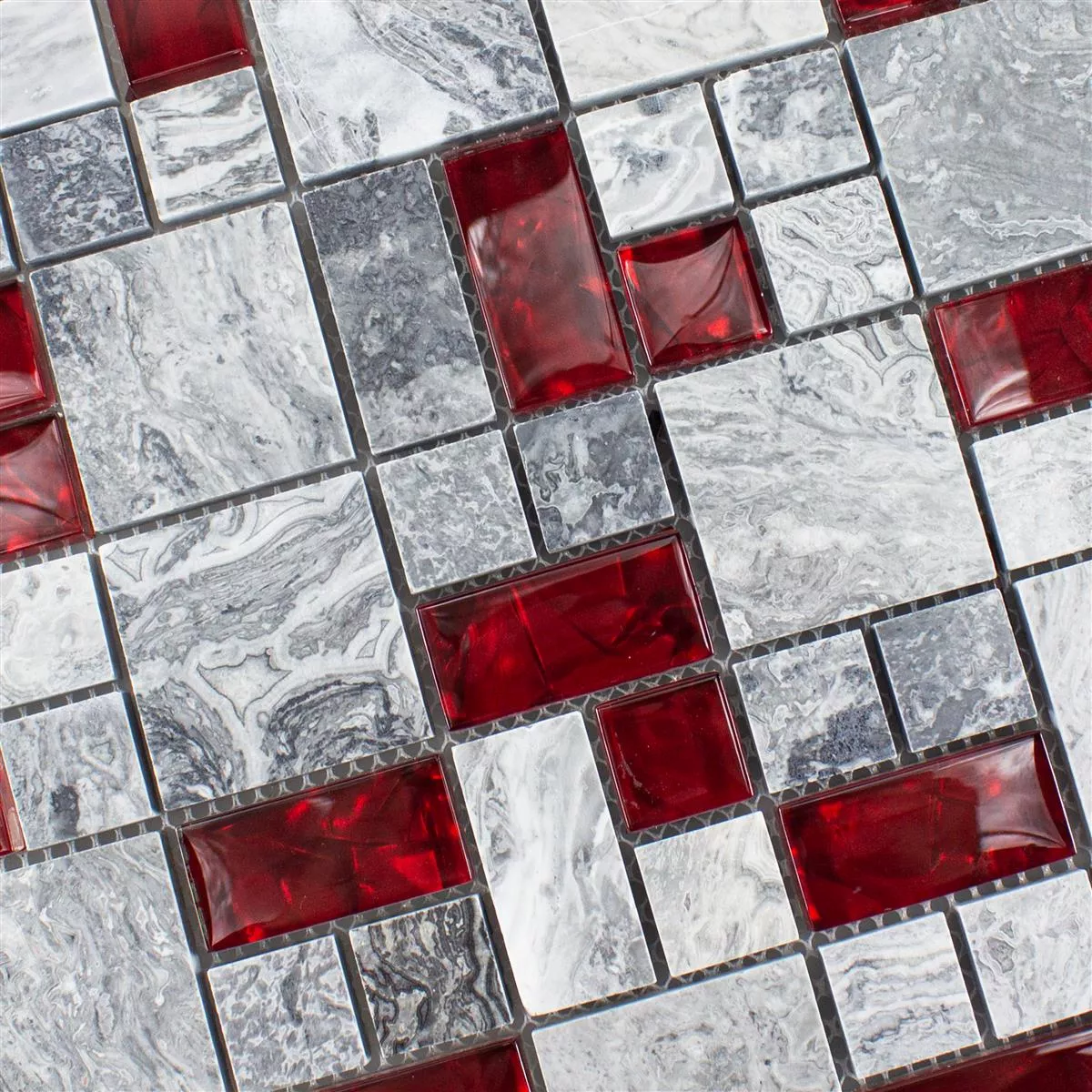 Muster von Glas Naturstein Mosaik Fliesen Sinop Grau Rot 2 Mix