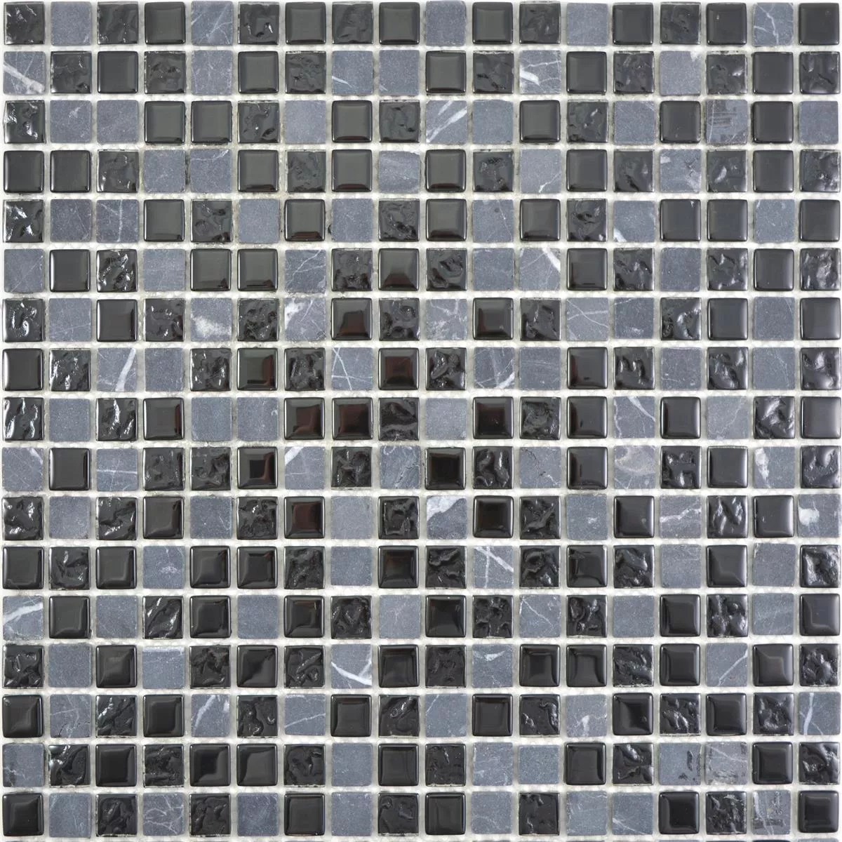 Muster von Glas Naturstein Mosaikfliesen Zekova Schwarz Grau