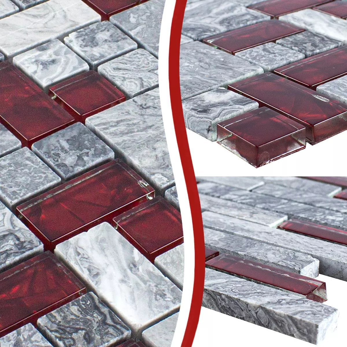 Glas Naturstein Mosaik Fliesen Sinop Brick