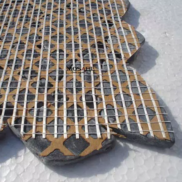 Muster von Mosaikfliesen Marmor Bruch Schwarz Marquina
