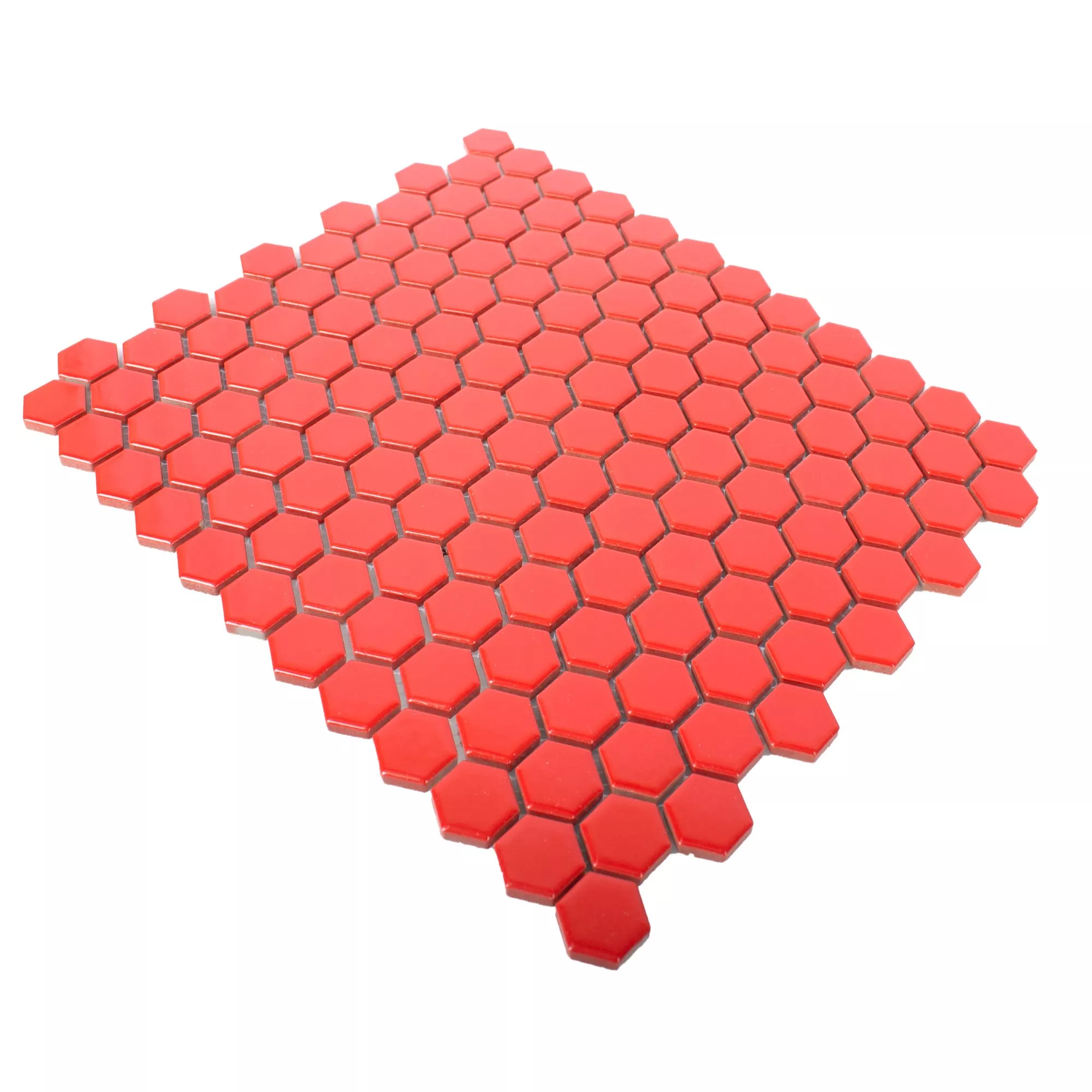 Muster von Keramik Mosaikfliesen Zenon Rot Glänzend