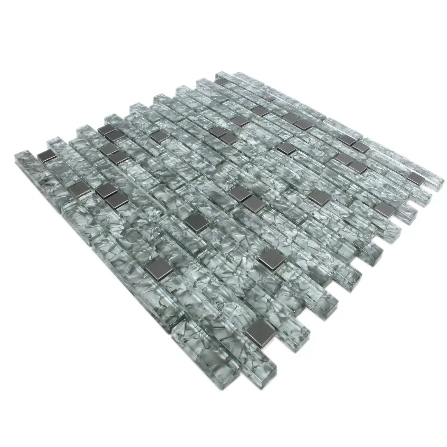 Mosaikfliesen Zaide Edelstahl Glas Mix Grau