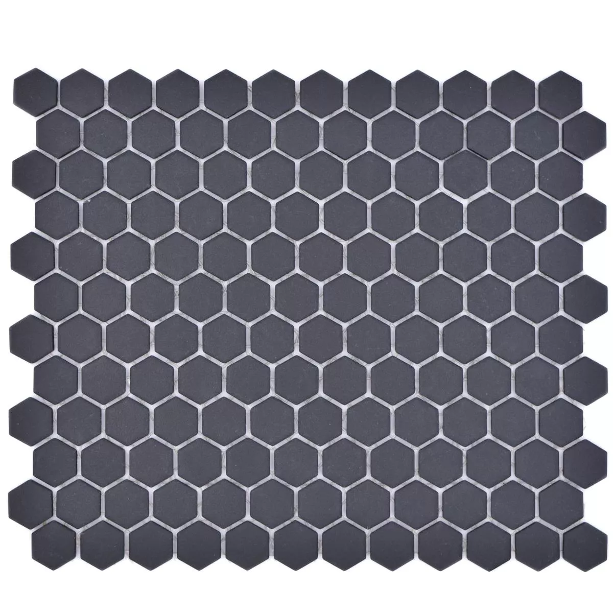Muster von Keramikmosaik Bismarck R10B Hexagon Schwarz H23