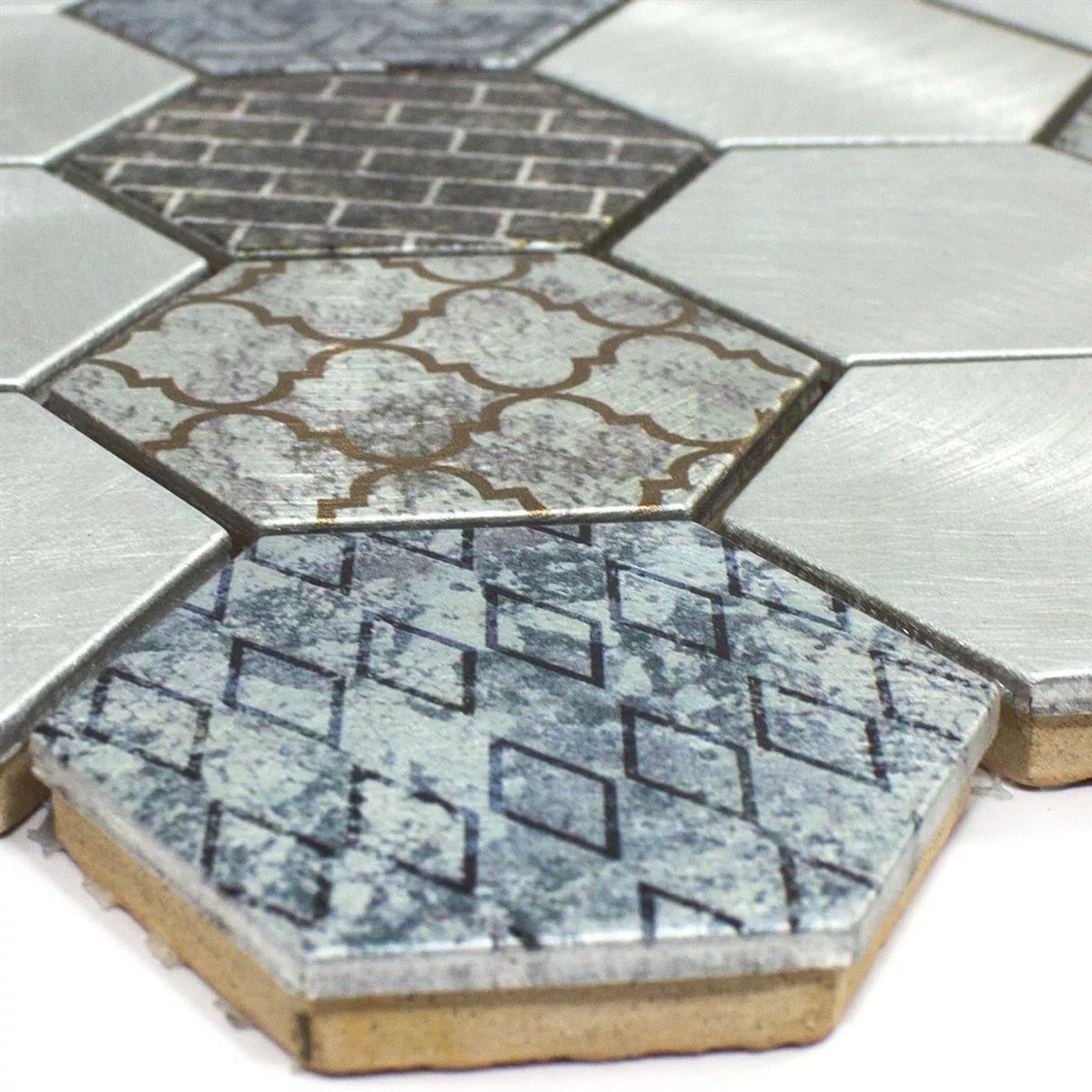 Mosaikfliesen Sunrise Grau Silber