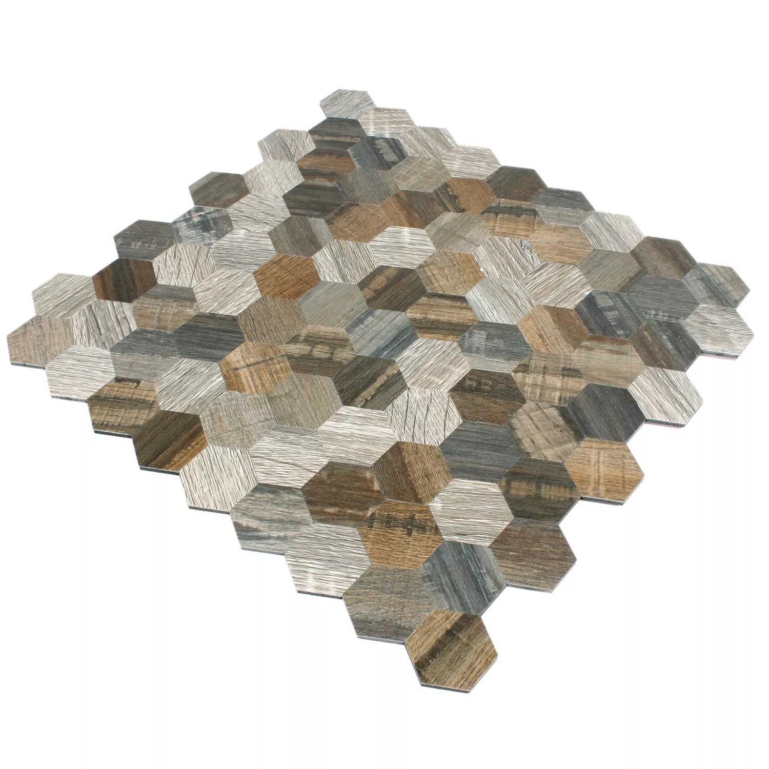 Mosaikfliesen Holzoptik Metall Hexagon Selbstklebend Morelia