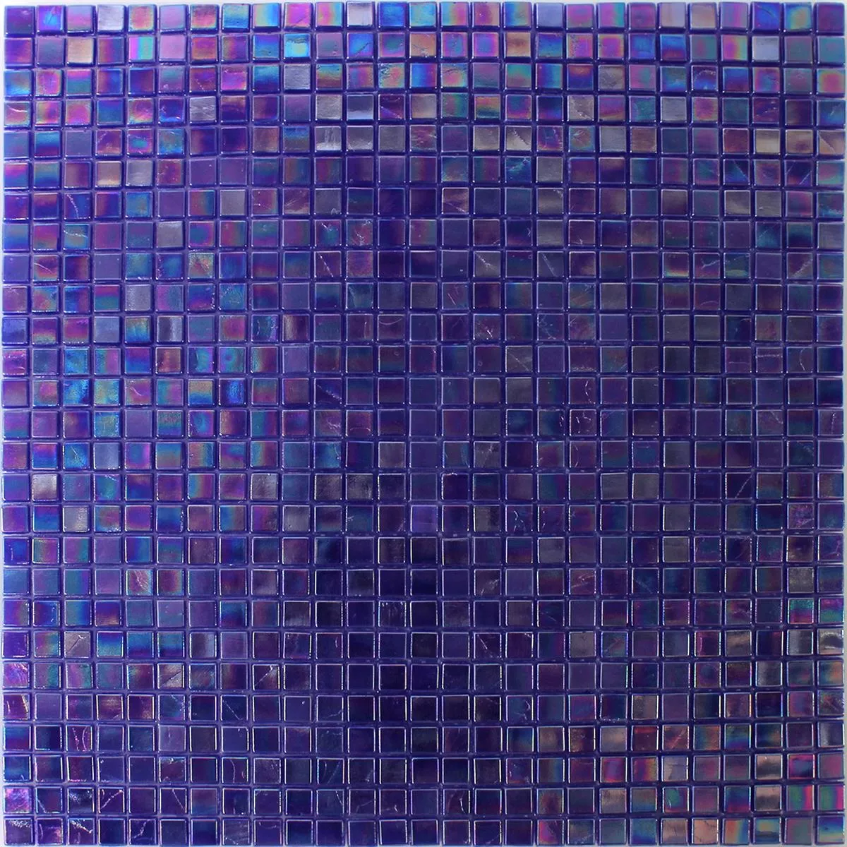 Muster von Glasmosaik Fliesen Perlmutt Effekt Blau Uni