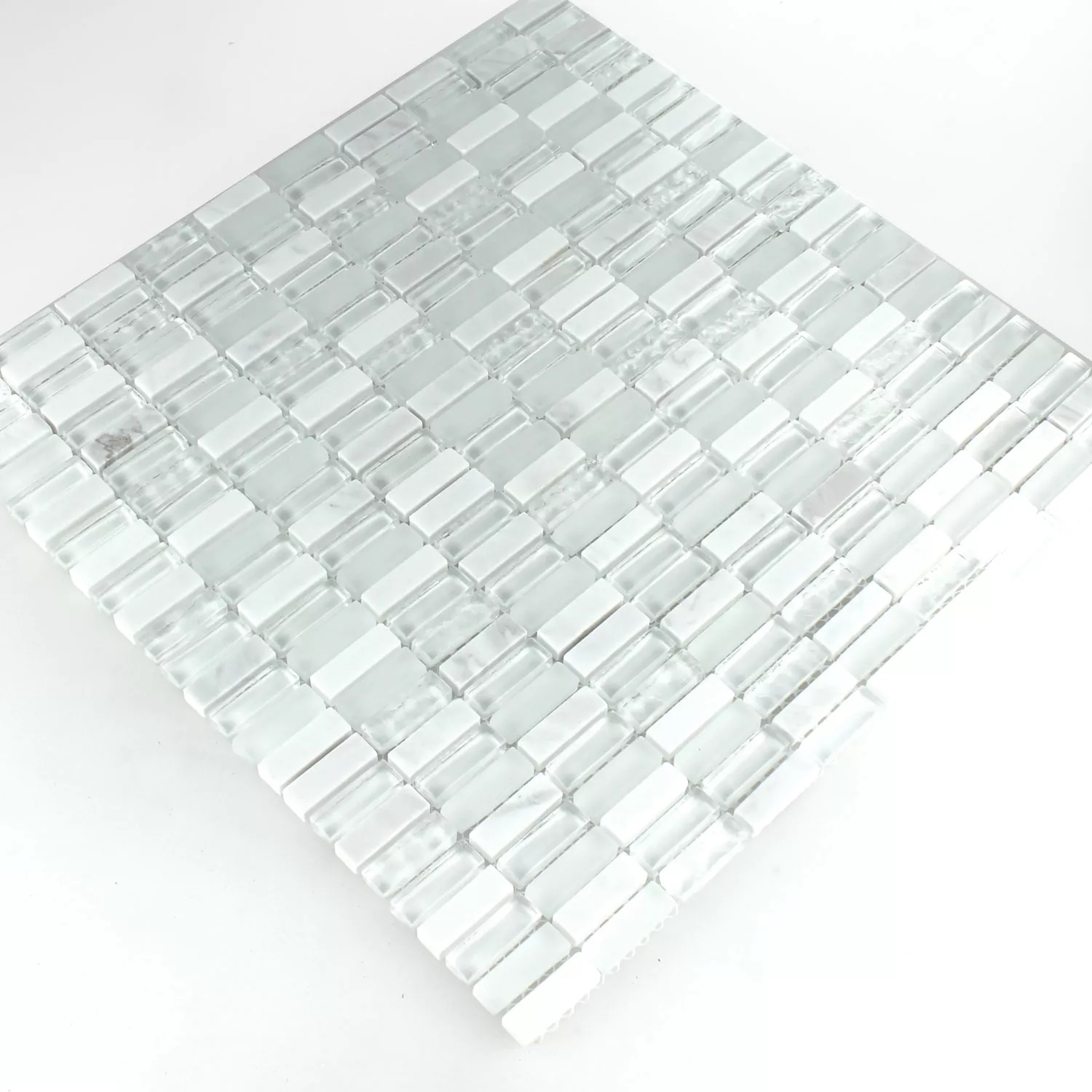Mosaikfliesen Marmor Weiß Mix 10x30x8mm