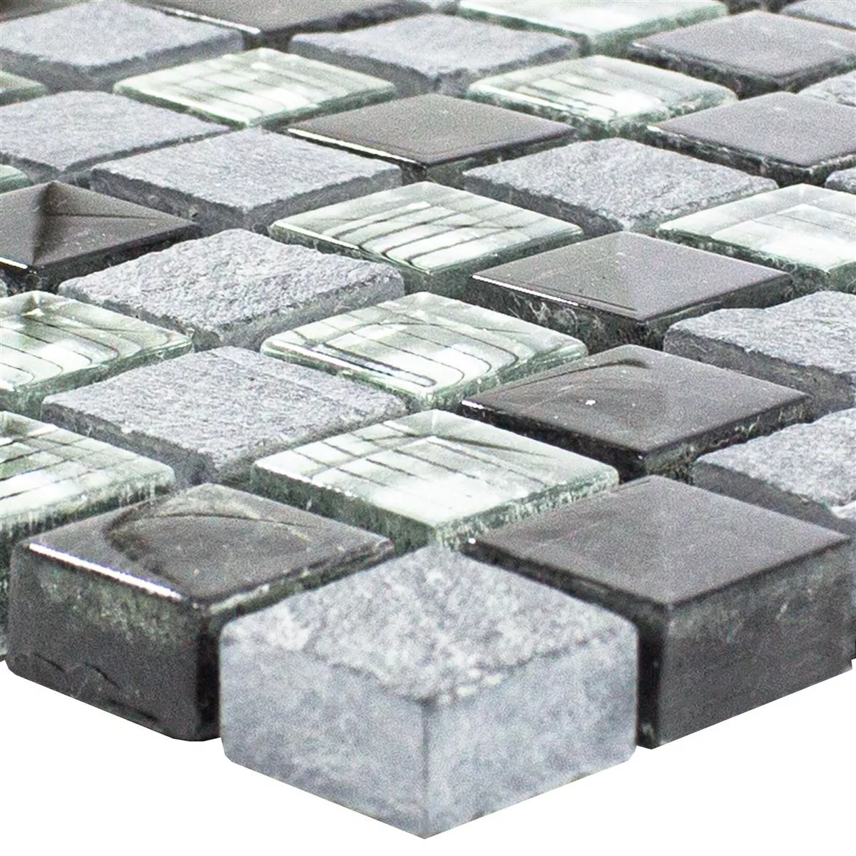 Muster von Mosaikfliesen Glas Naturstein Lincoln Grau Silber