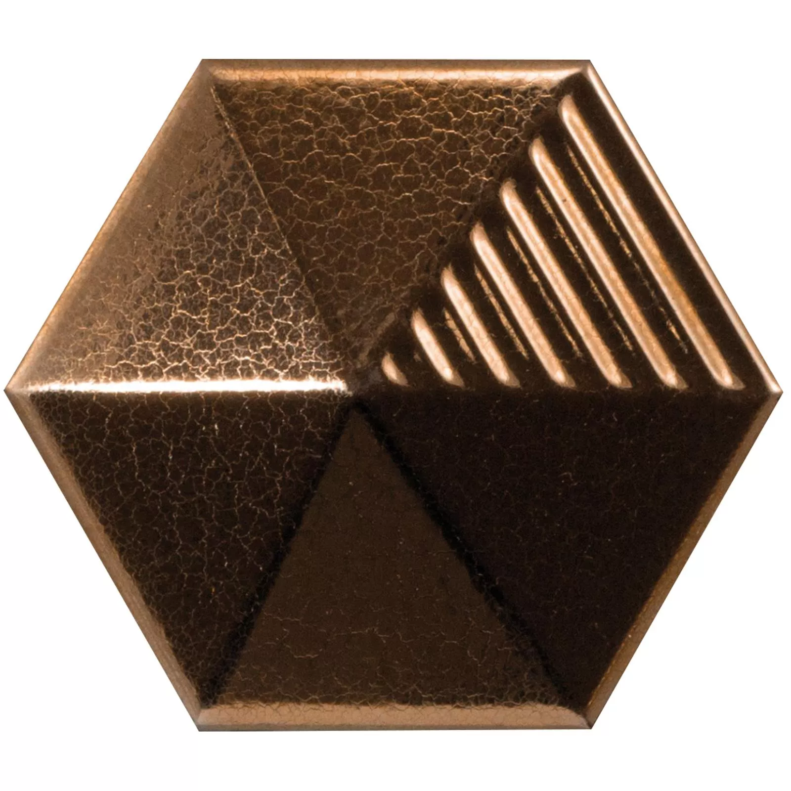 Muster Wandfliesen Rockford 3D Hexagon 12,4x10,7cm Kupfer
