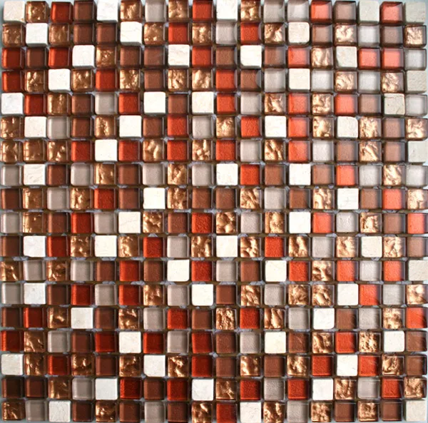 Muster von Mosaikfliesen Glas Marmor  Rot Mix