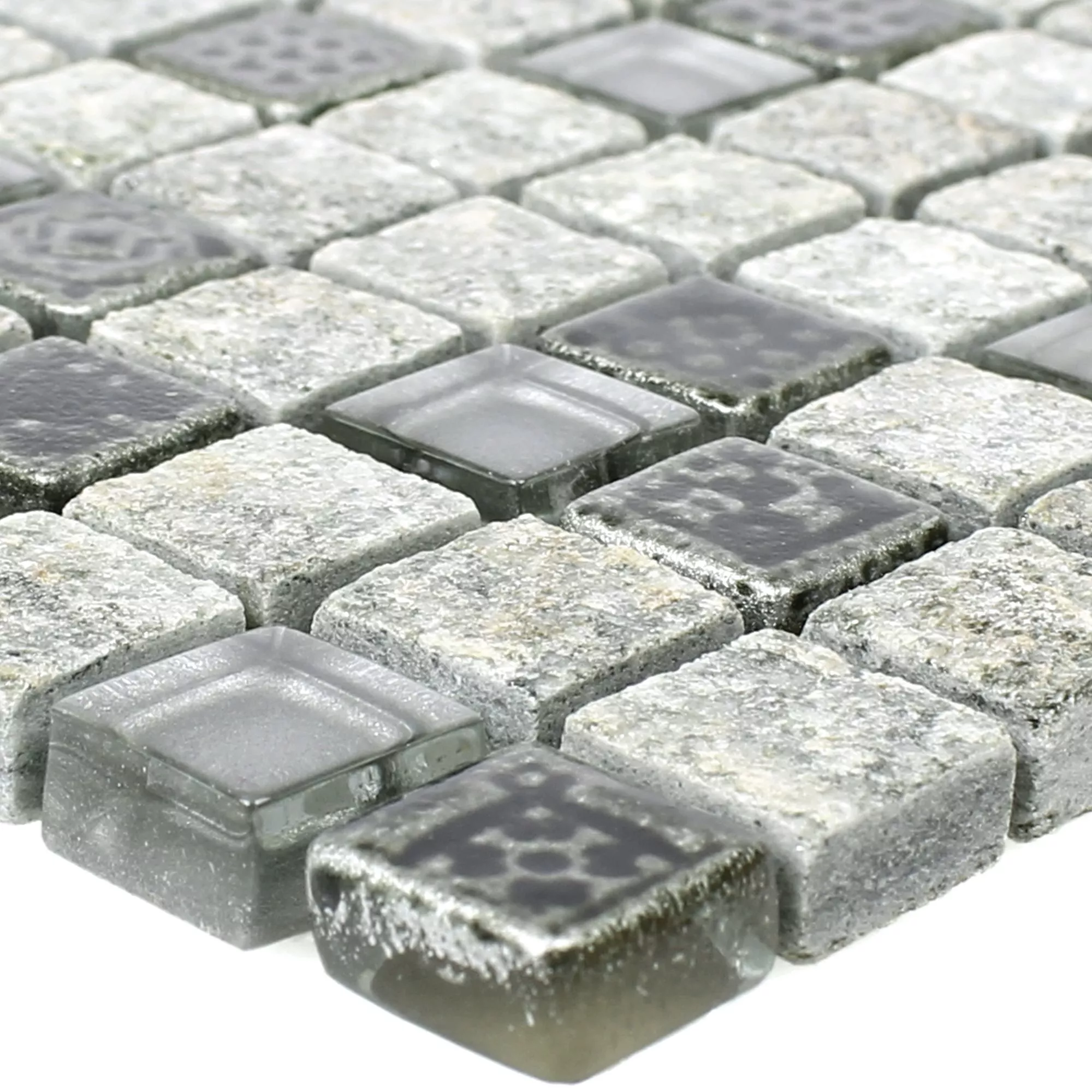 Muster von Glas Naturstein Resin Mosaikfliesen Zimtente Grau