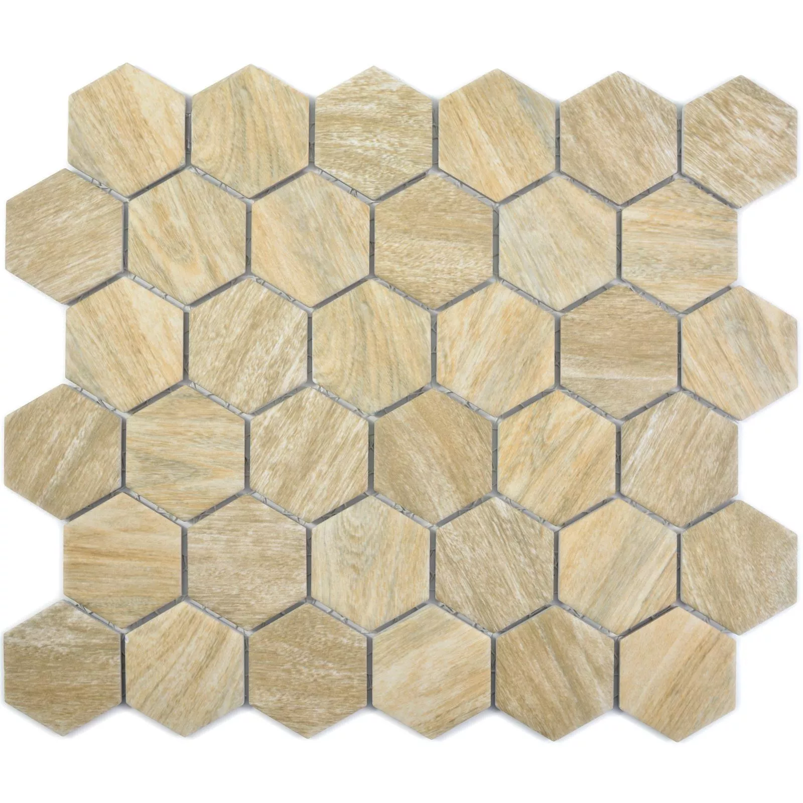 Keramikmosaik Fliesen Elmshorn Hexagon Steinoptik Beige