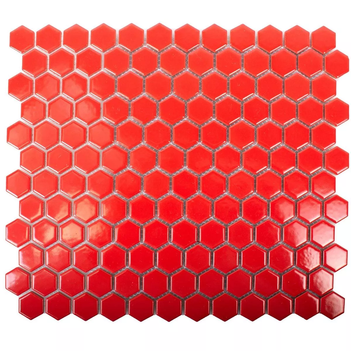 Muster von Keramik Mosaikfliesen Zenon Rot Glänzend