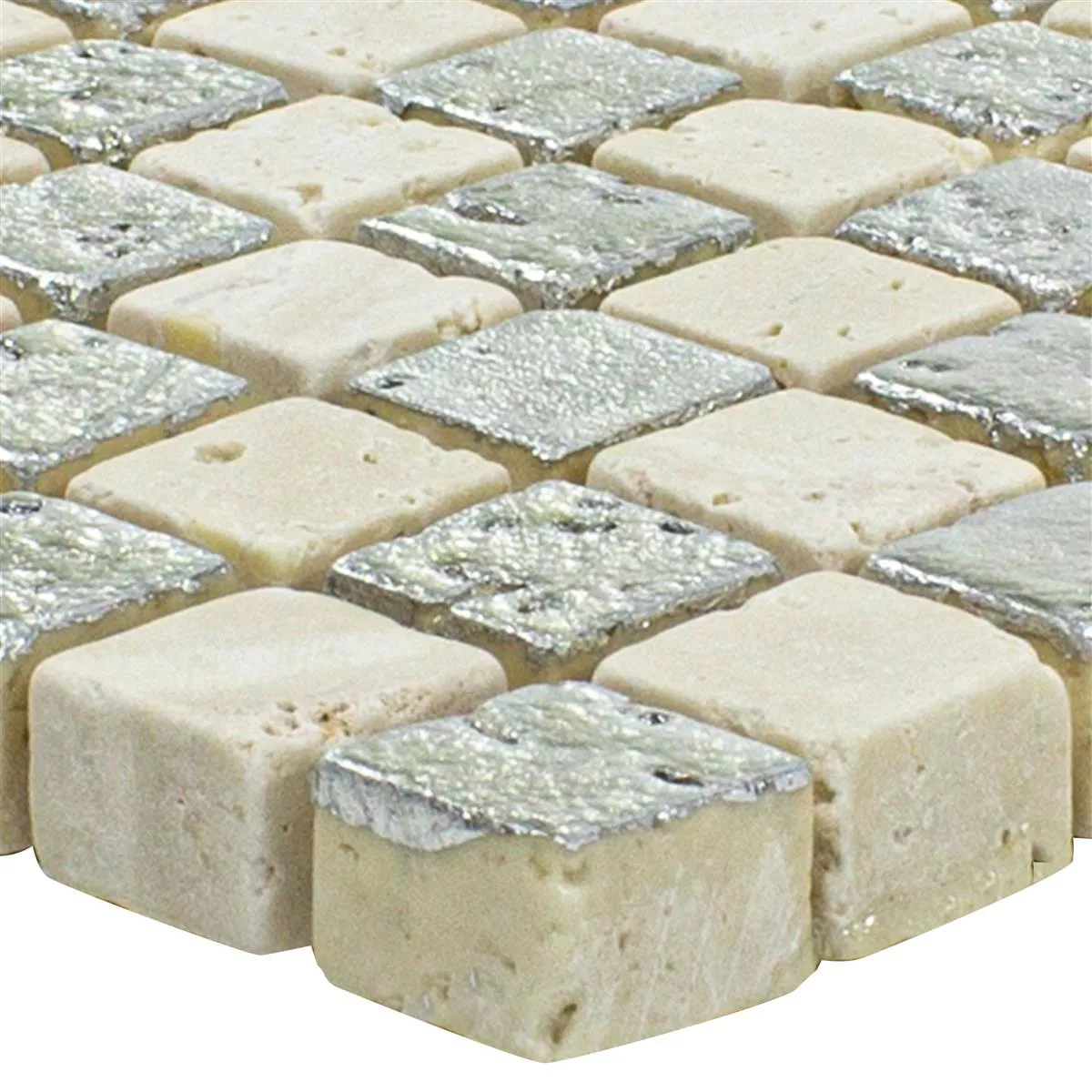 Marmor Naturstein Mosaik Fliesen Antika Mix Silber Creme