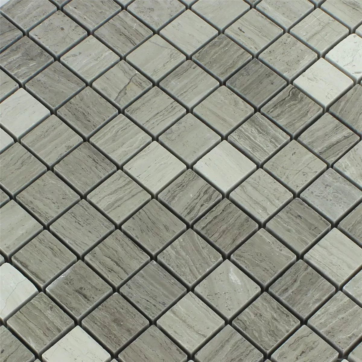 Muster von Mosaikfliesen Marmor Schlamm Grau Poliert