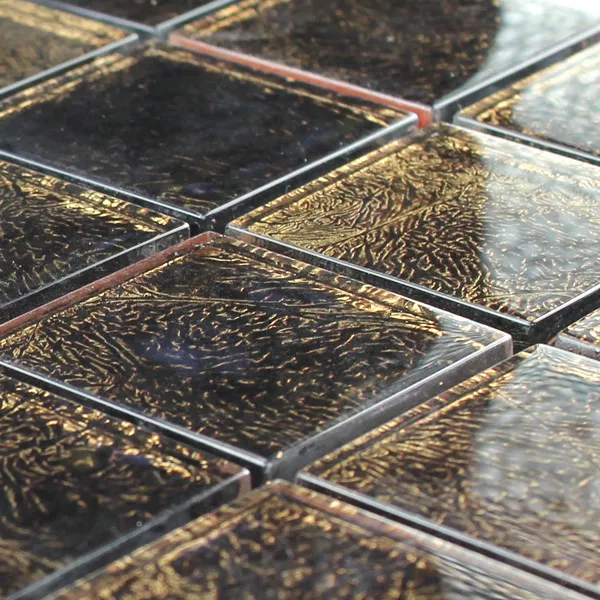 Muster von Glasmosaik  Braun Gold Metall