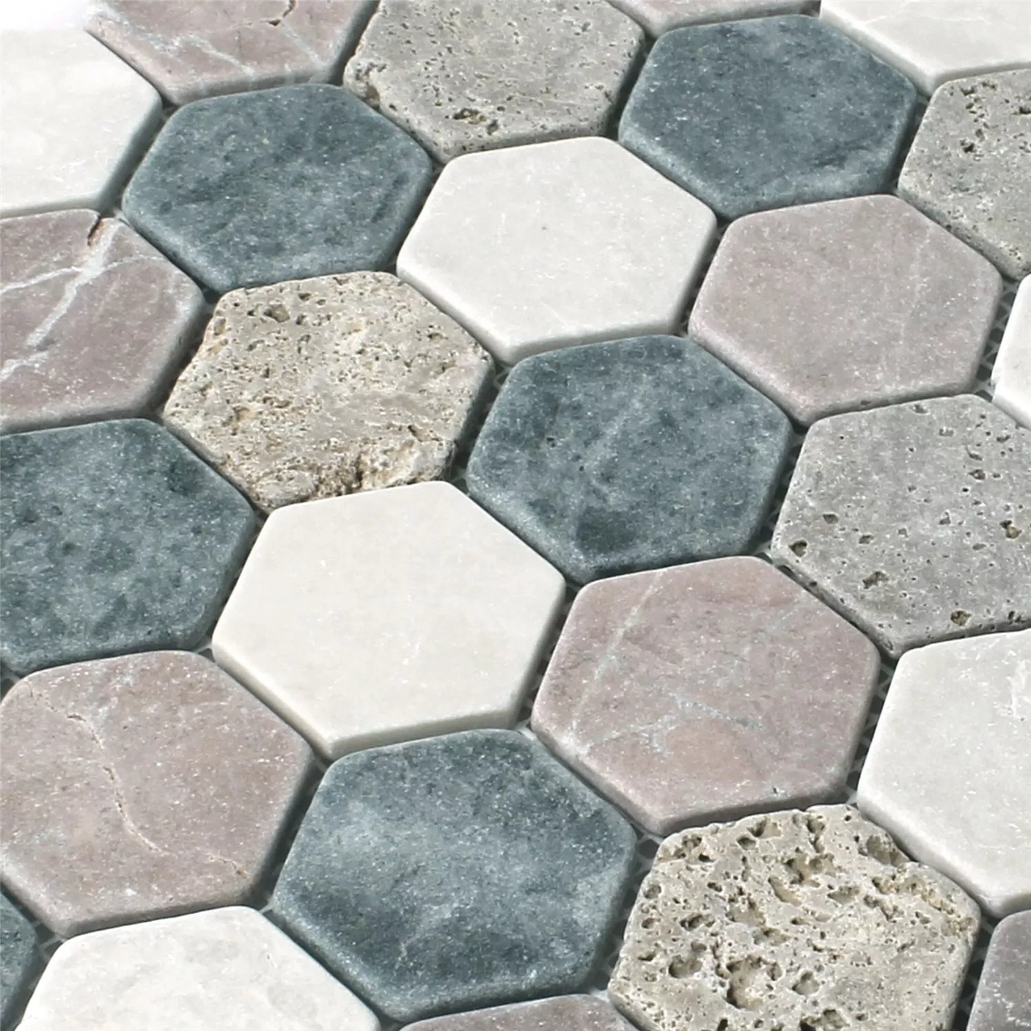 Muster von Mosaikfliesen Marmor Tarsus Hexagon Bunt