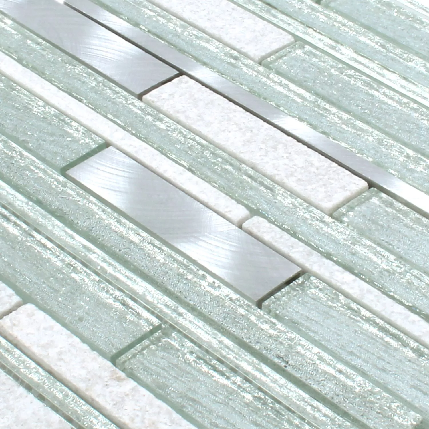 Mosaikfliesen Panorama Silber Weiss