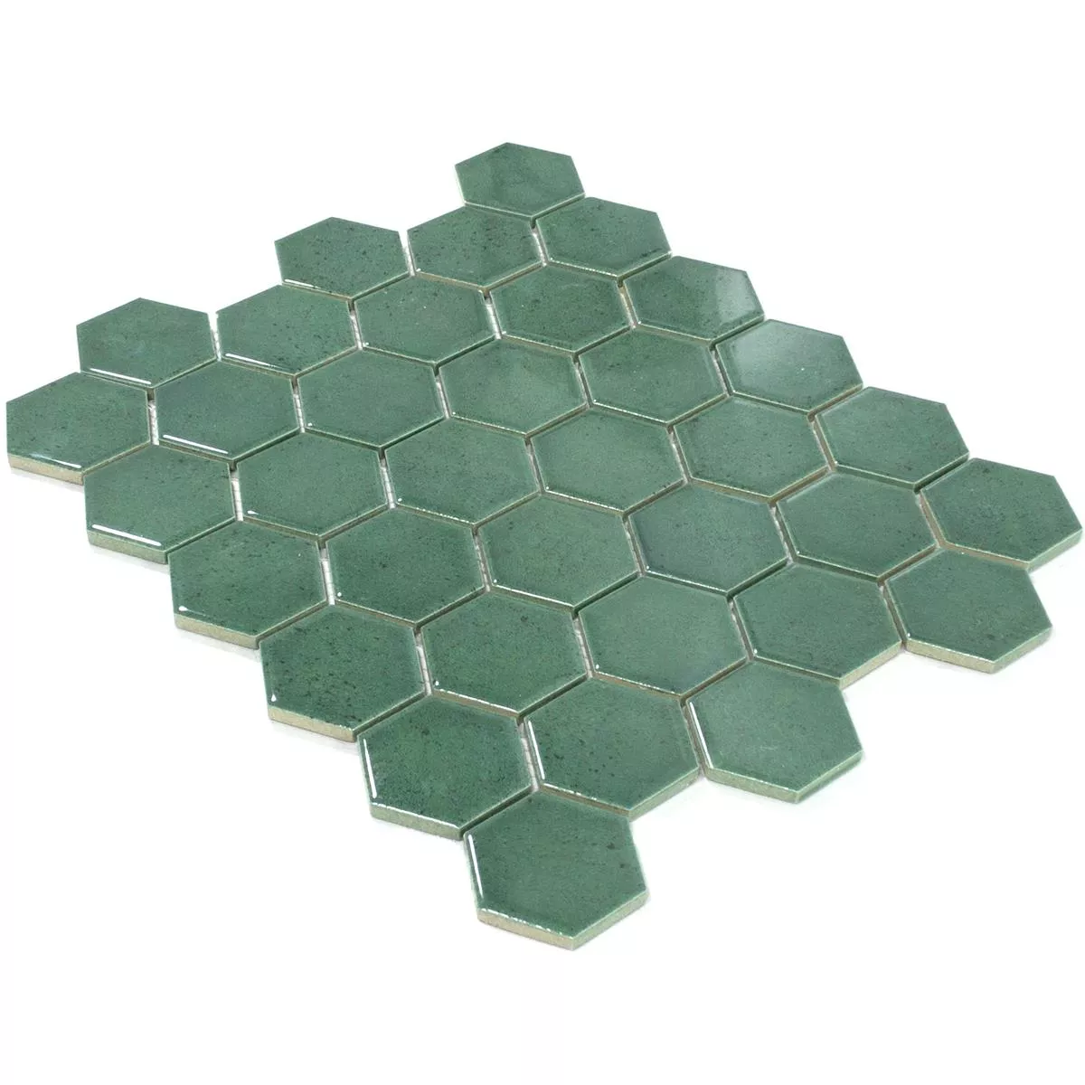 Keramik Mosaikfliesen Eldertown Hexagon Dunkelgrün