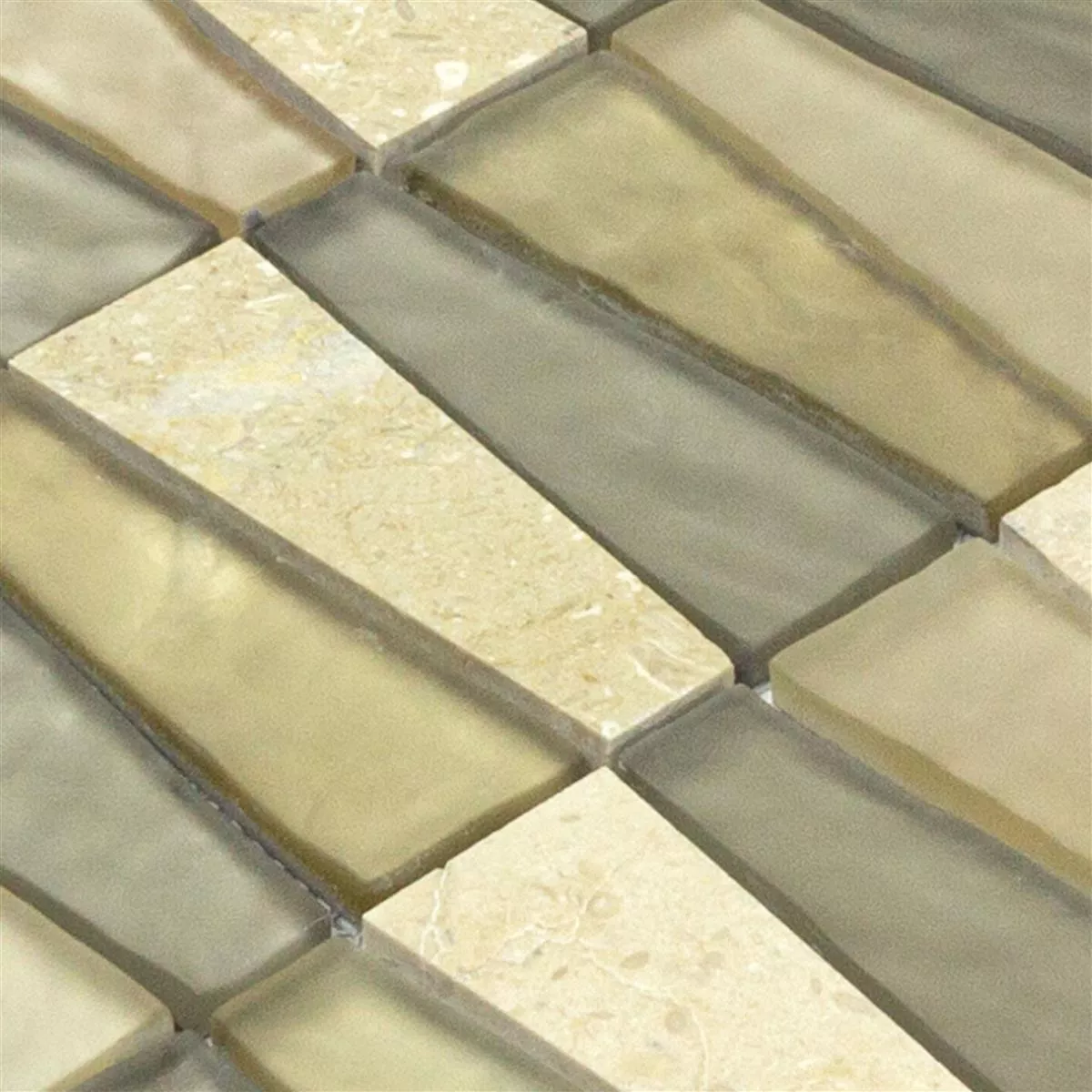 Glas Naturstein Mosaik Fliesen Marseille Beige Braun Mix 