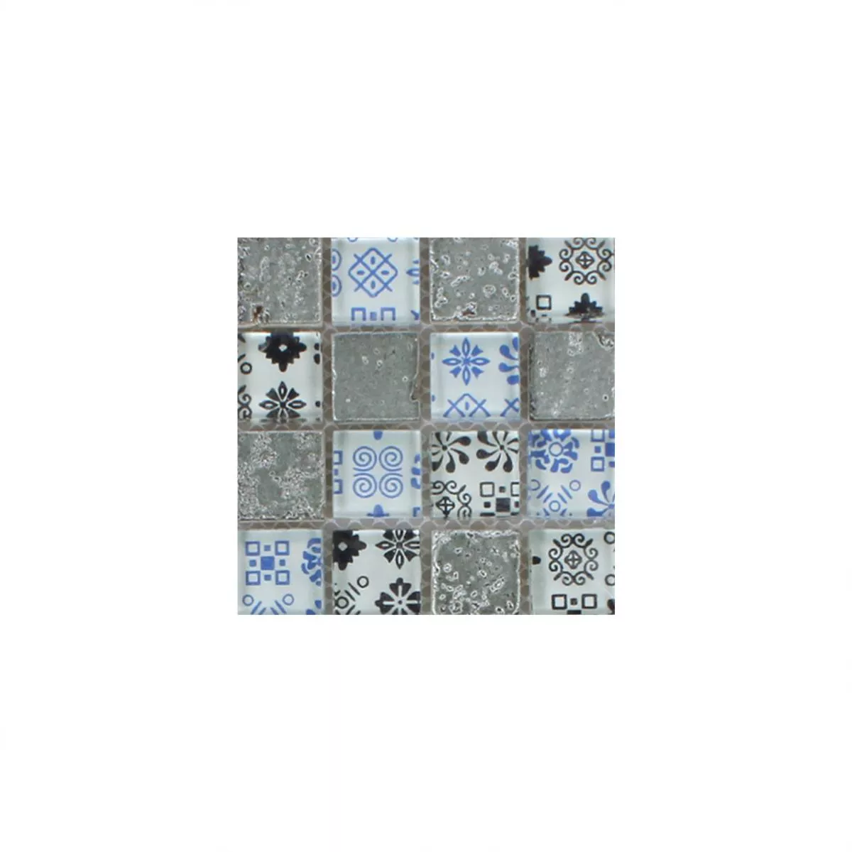 Muster von Mosaikfliesen Resin Glas Belmont Blau Silber