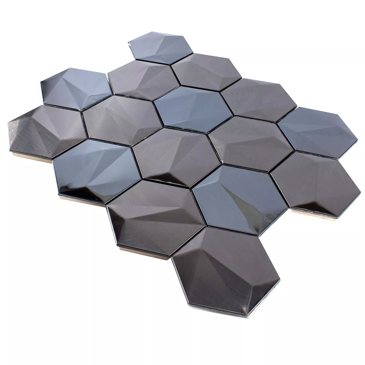 Edelstahl Mosaikfliesen Durango Hexagon 3D Braun