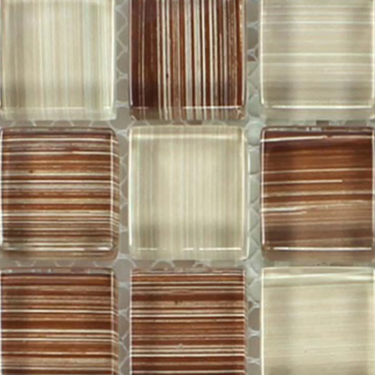 Muster von Glasmosaik Fliesen Braun Beige Gestreift