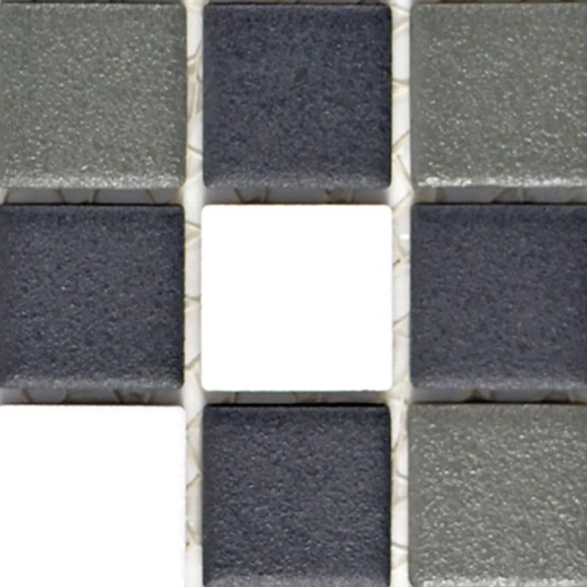 Muster von Keramik Mosaikfliesen Heinmot Schwarz Weiß Metall R10 Q25