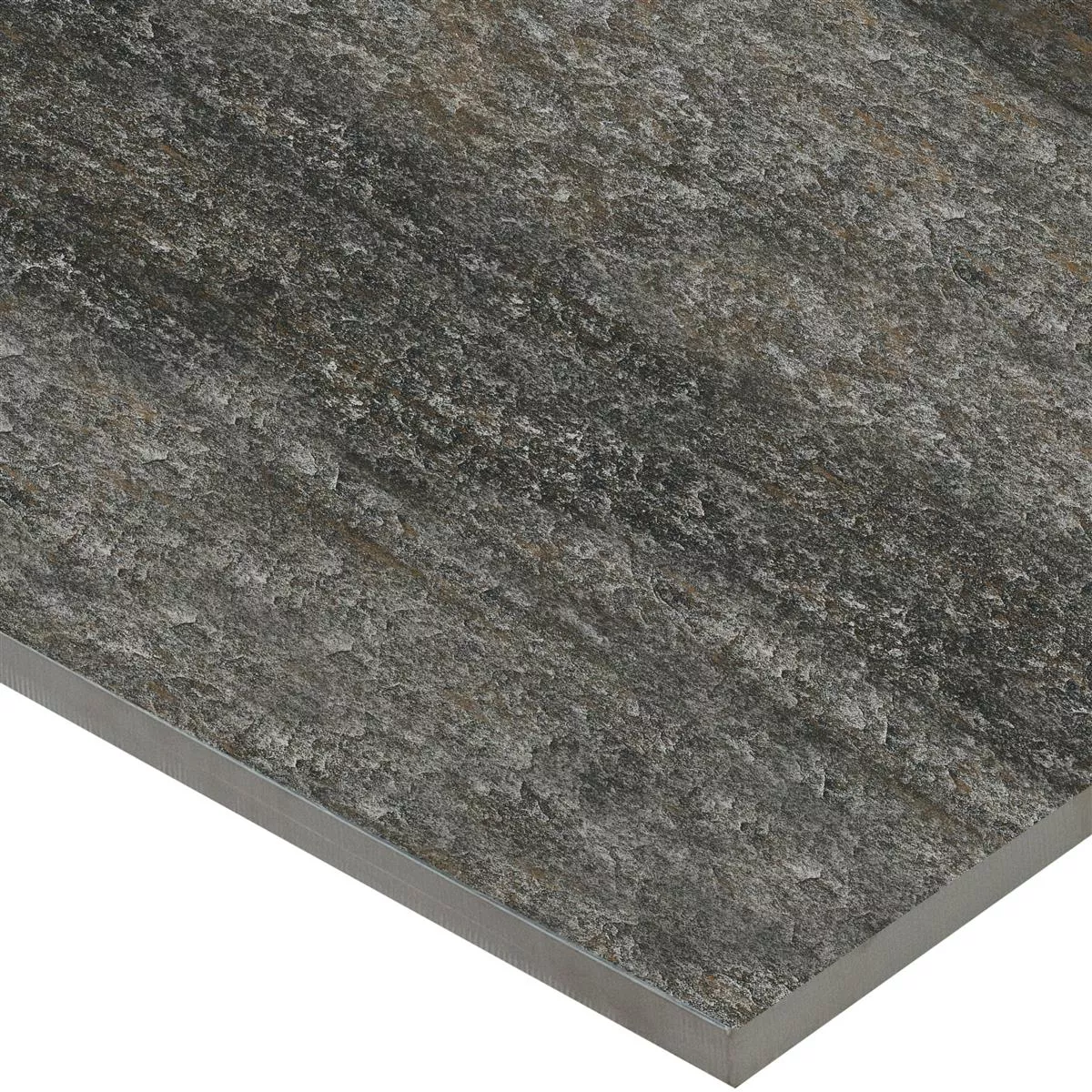 Terrassenplatte Feinsteinzeug Rustburg Schwarz 60x60x2 cm