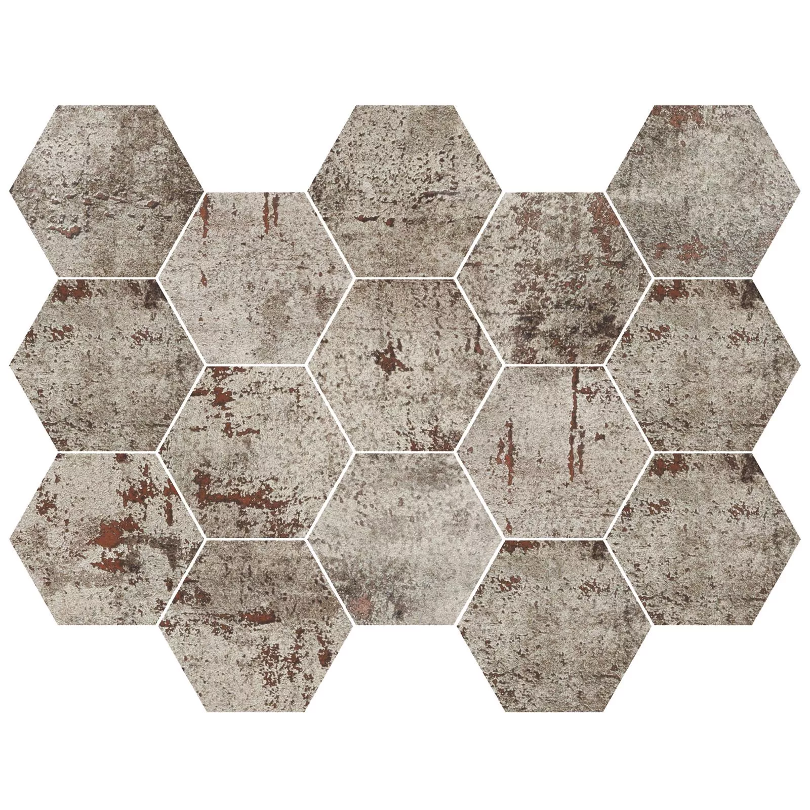 Mosaikfliese Phantom Silver Hexagon Anpoliert
