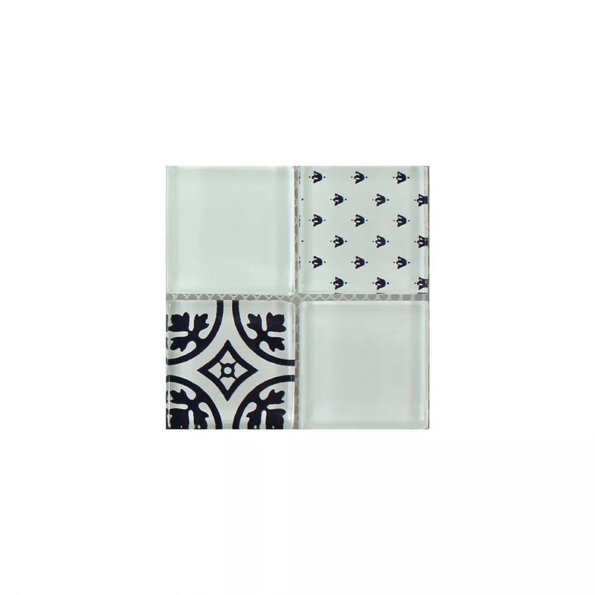 Muster von Mosaikfliesen Glas Barock Ornament Weiss