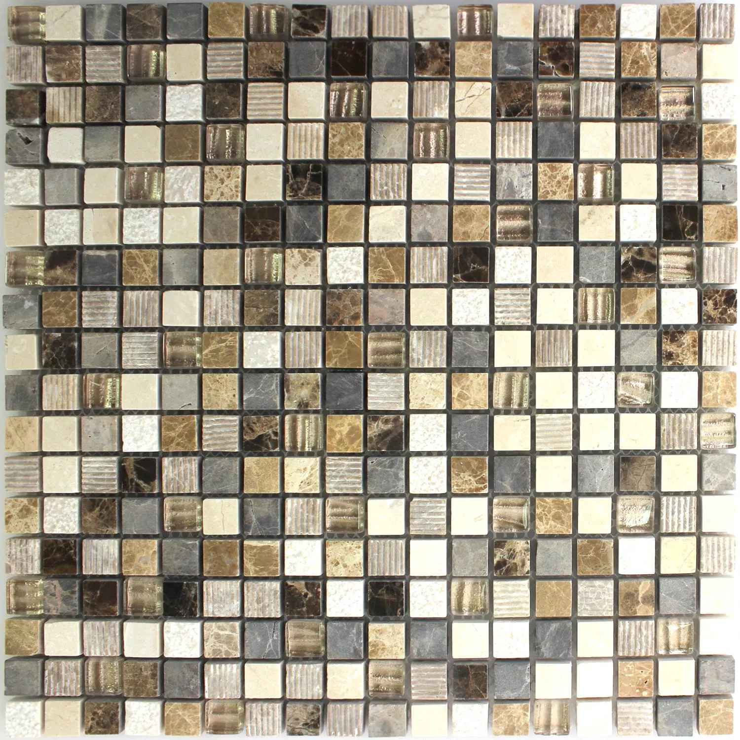 Muster von Mosaikfliesen Glas Naturstein Sonara Caramel Mix