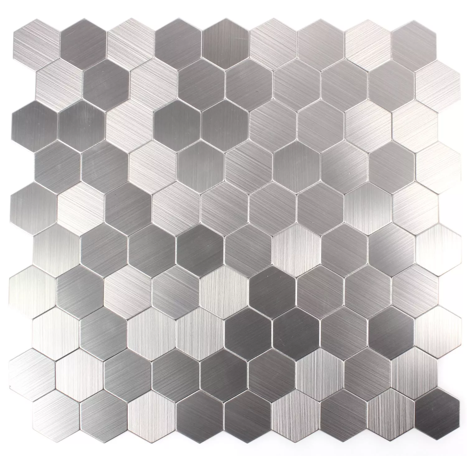 Mosaikfliesen Metall Selbstklebend Mikros Silber Hexagon