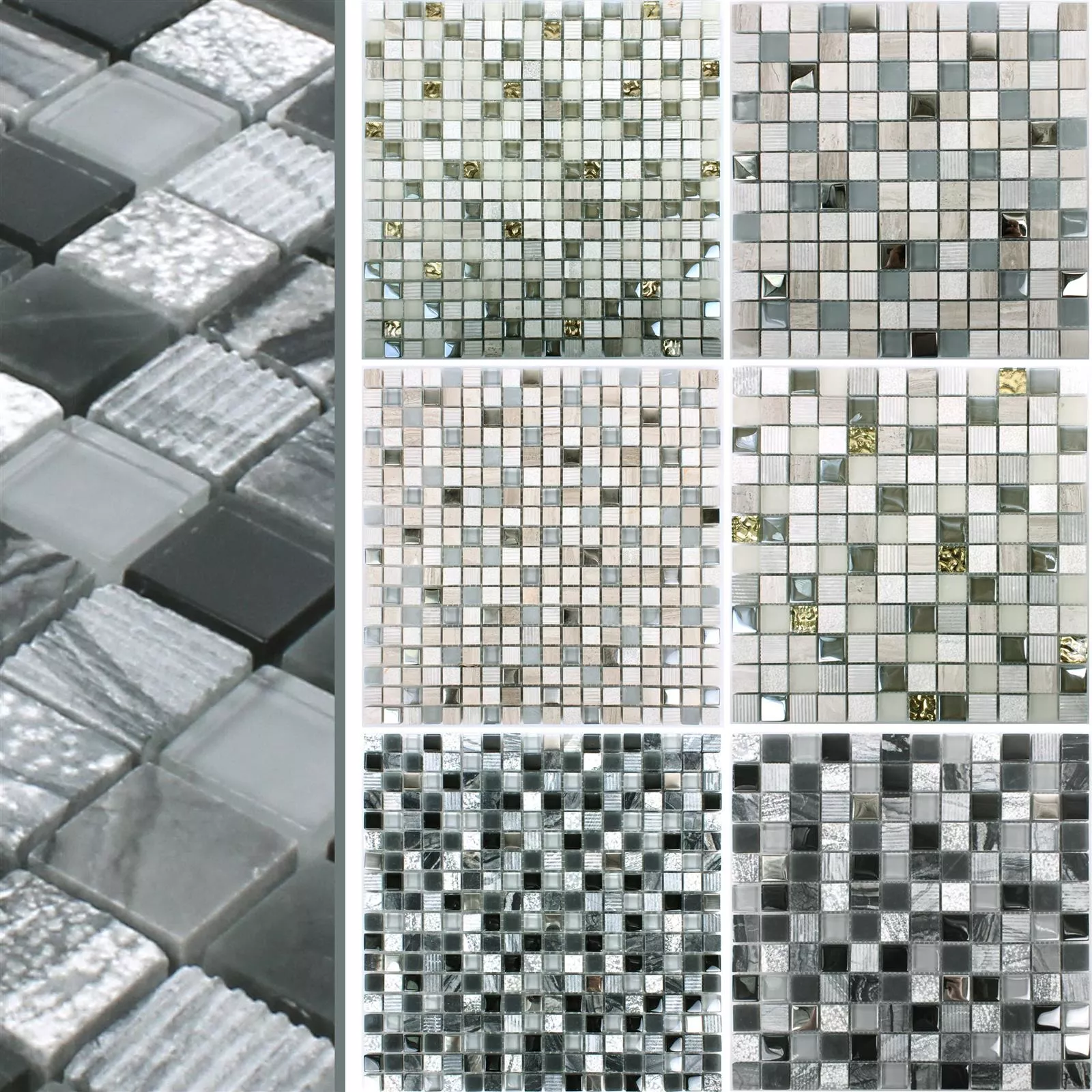 Mosaikfliesen Venzona Naturstein Glas Mix