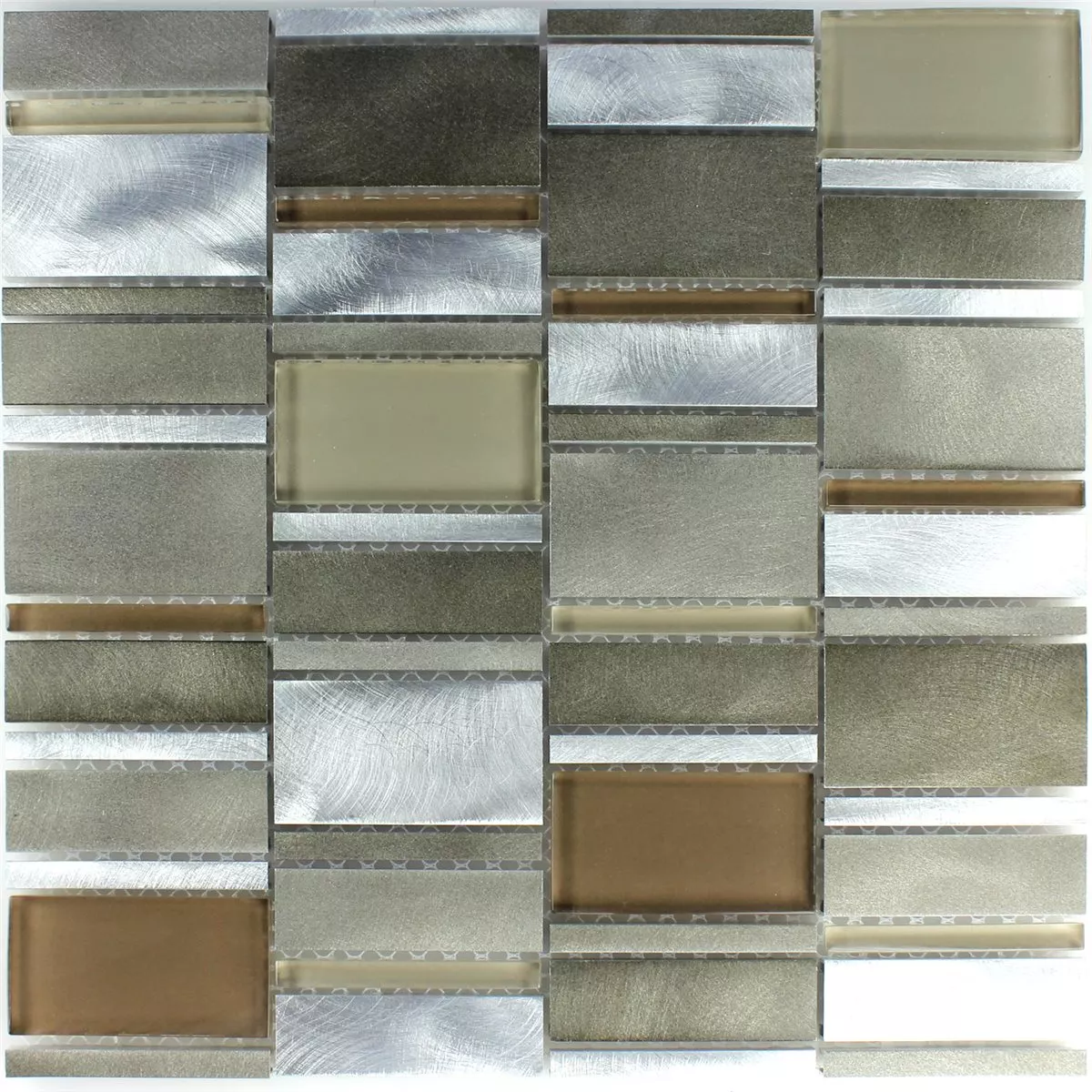 Mosaikfliesen Aluminium Glas Braun Beige