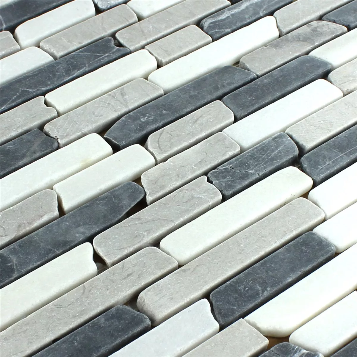 Muster von Mosaikfliesen Marmor Botticino Grey Brick