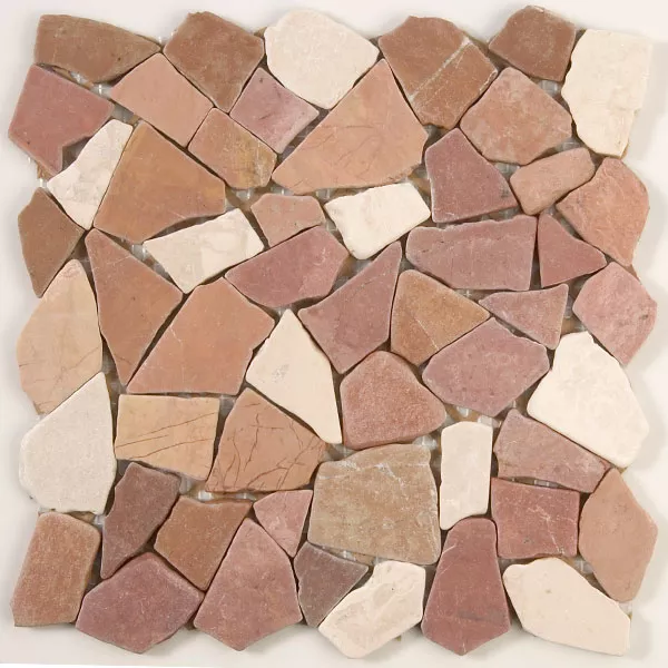 Muster von Mosaikfliesen Marmor Bruch Rosso Verona Biancone