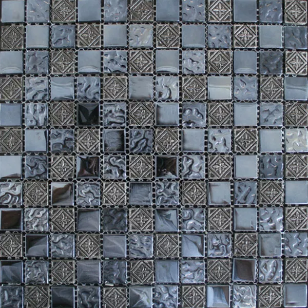 Muster von Mosaikfliesen Glas Marmor Effekt Silver Sail