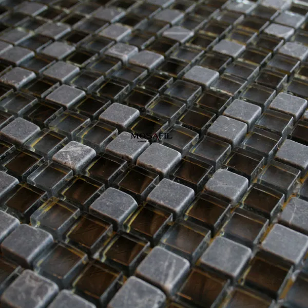 Muster von Mosaikfliesen Glas Marmor  Schwarz Mix