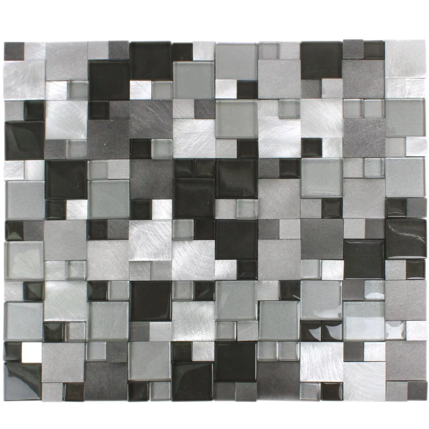 Muster von Mosaikfliesen Glas Aluminium Condor 3D Schwarz Mix