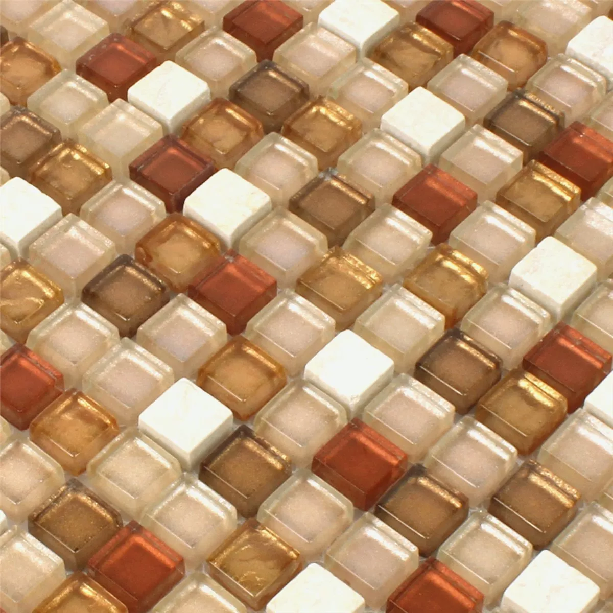 Muster von Mosaikfliesen Glas Naturstein Mix Ocker Gold