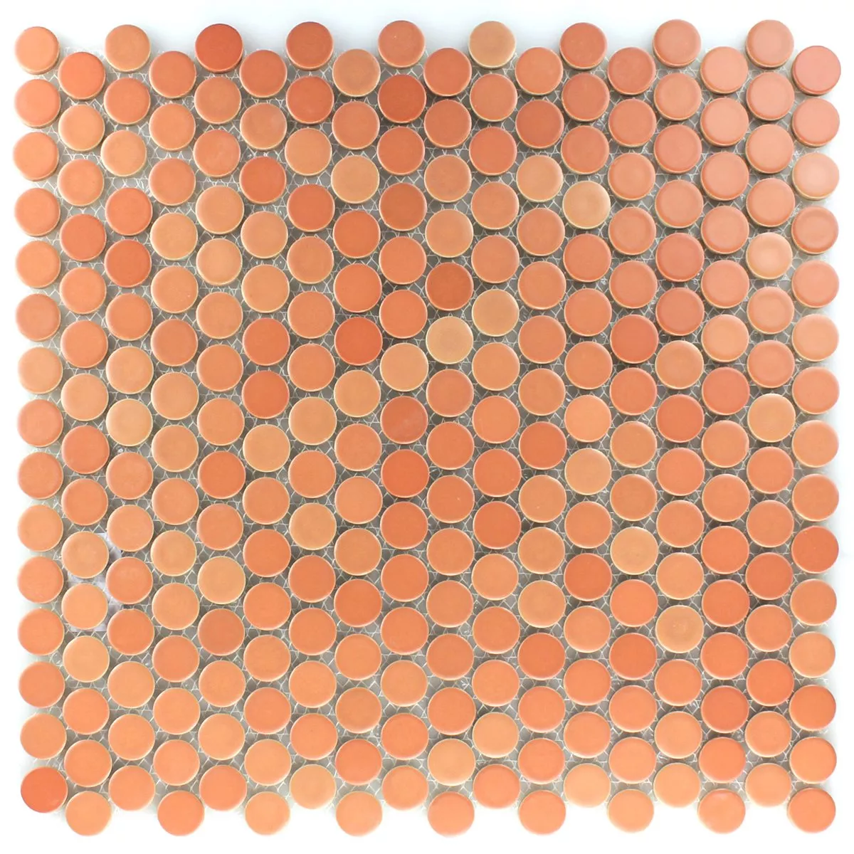 Muster von Mosaikfliesen Keramik Knopf Rund Terracotta