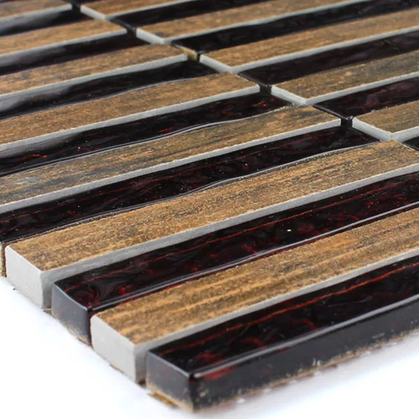Mosaikfliesen Holzoptik Glas